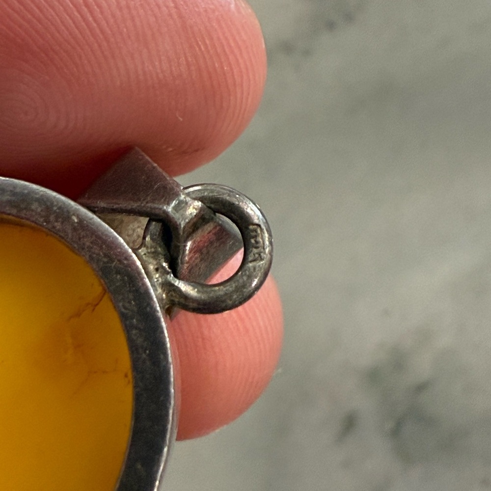 VTG Sterling Silver Amber Pendant - Picture 6 of 6